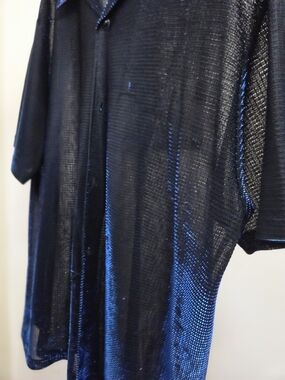 A
Vintage YMLA 90s club shimmer shirt. Amazing
Amazing Y2K glam club shirt, 1990